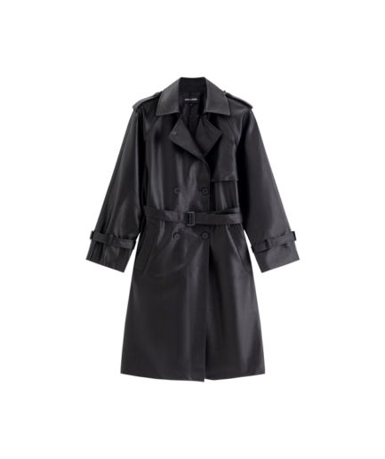 KH FAUX LEATHER TRENCH COAT