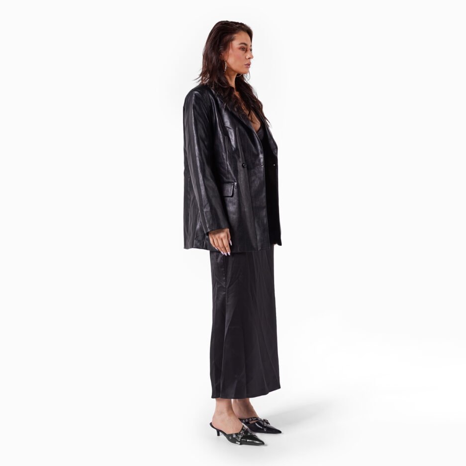 Black Faux Leather Blazer - ONE SIZE