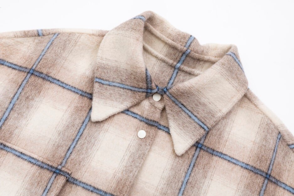 Beige Plaid Flannel Shirt - ONE SIZE