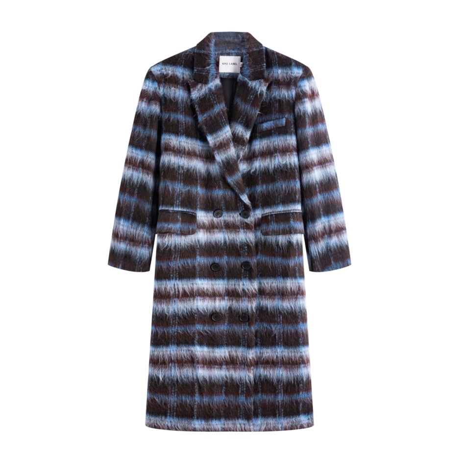 Striped Faux Fur Coat - ONE SIZE