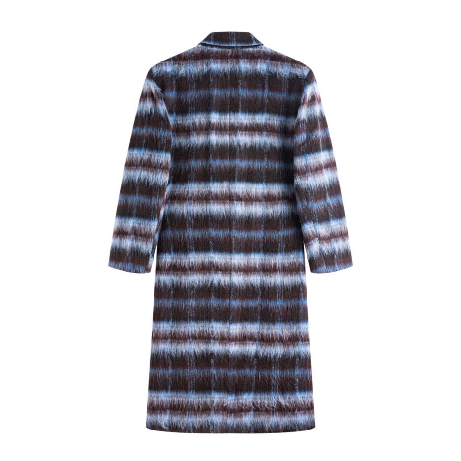 Striped Faux Fur Coat - ONE SIZE