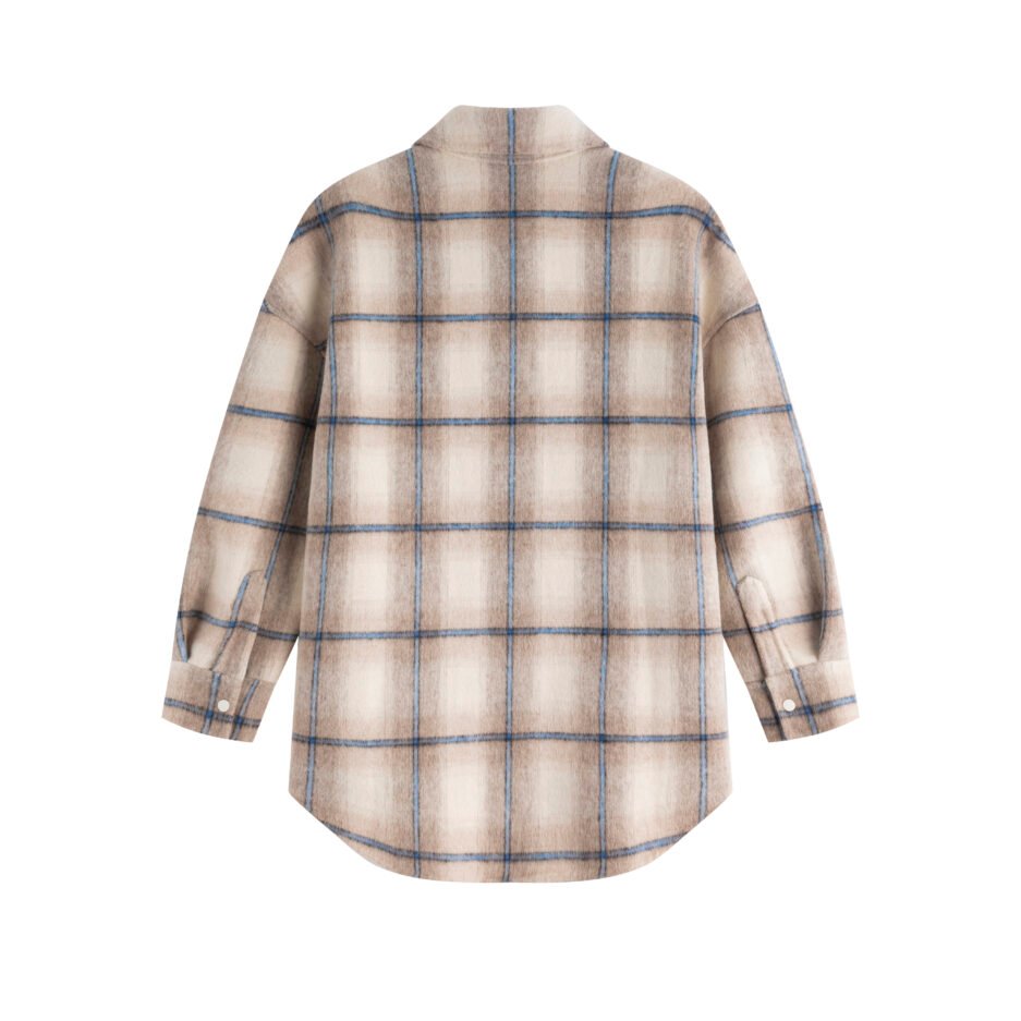 Beige Plaid Flannel Shirt - ONE SIZE