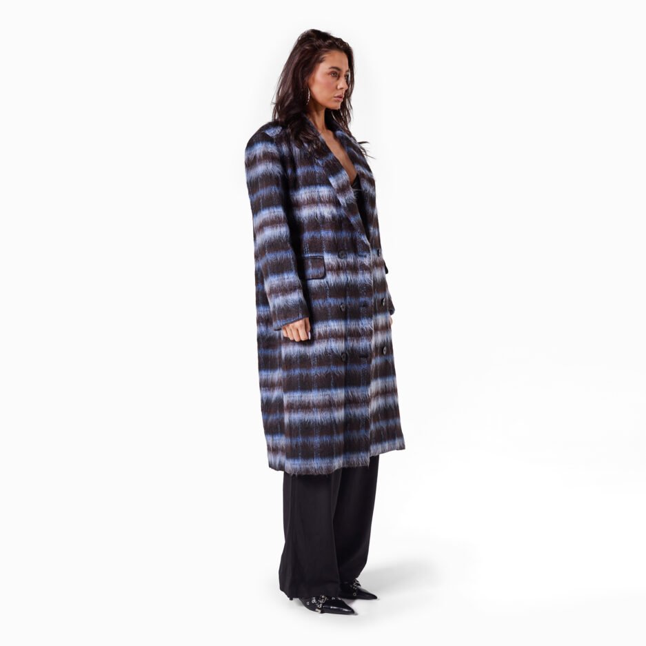 Striped Faux Fur Coat - ONE SIZE