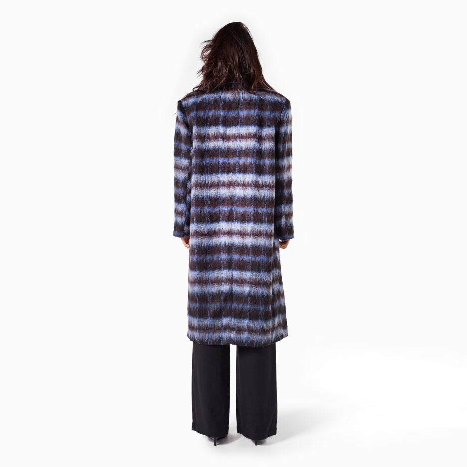 Striped Faux Fur Coat - ONE SIZE