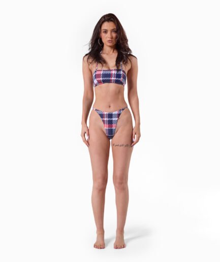 Classic Plaid Bandeau Bikini Set