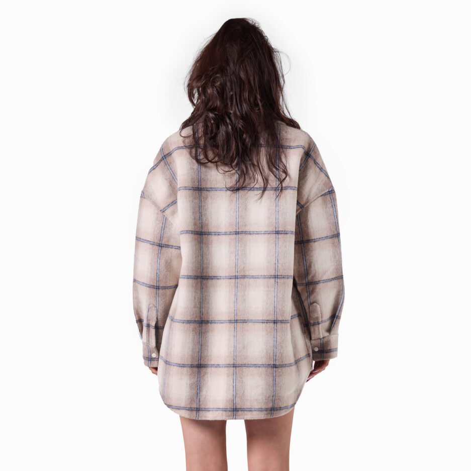 Beige Plaid Flannel Shirt - ONE SIZE