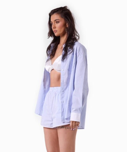 Blue Pinstripe Oxford Shirt - ONE SIZE