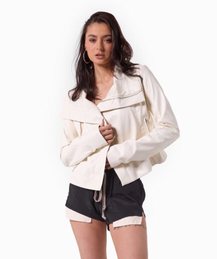 Off-White Asymmetrical Faux Leather Jacket