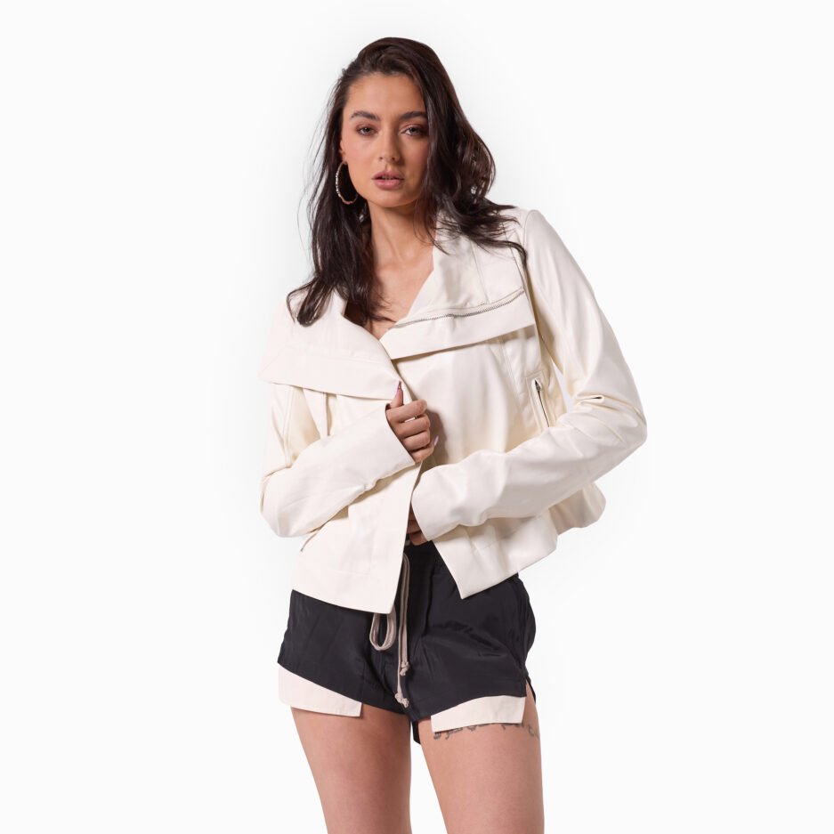 Off-White Asymmetrical Faux Leather Jacket